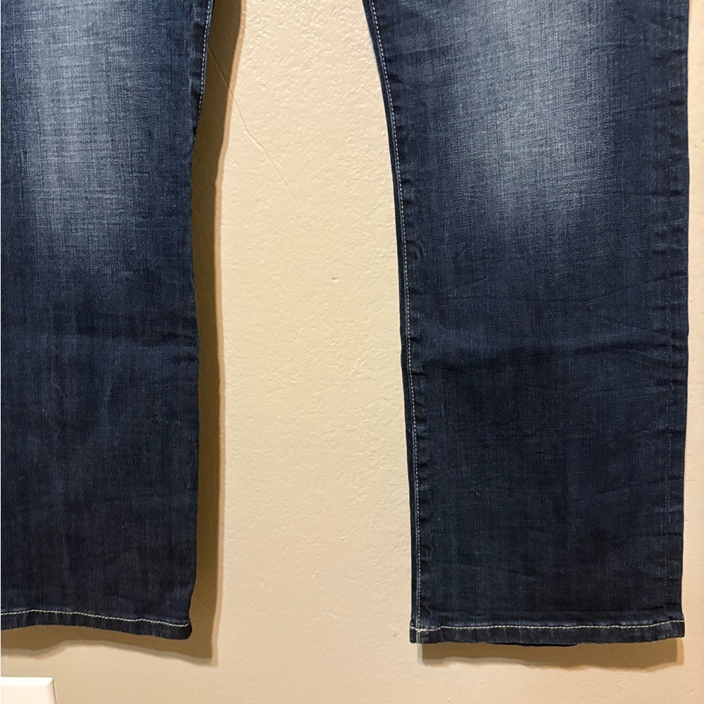 Women’s Rock & Roll Cow Girl Denim Straight Leg Jeans Dark Blue Wash Size 33x34 - Picture 3 of 16